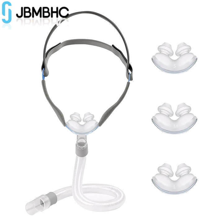 หน้ากากหมอนจมูก CPAP ชุดหมอนรองจมูกพร้อมหมวกแบบถอดได้ กรอบ หลอด และหมอนรองจมูกขนาดต่างๆ 3 ขนาด (S,M,L)