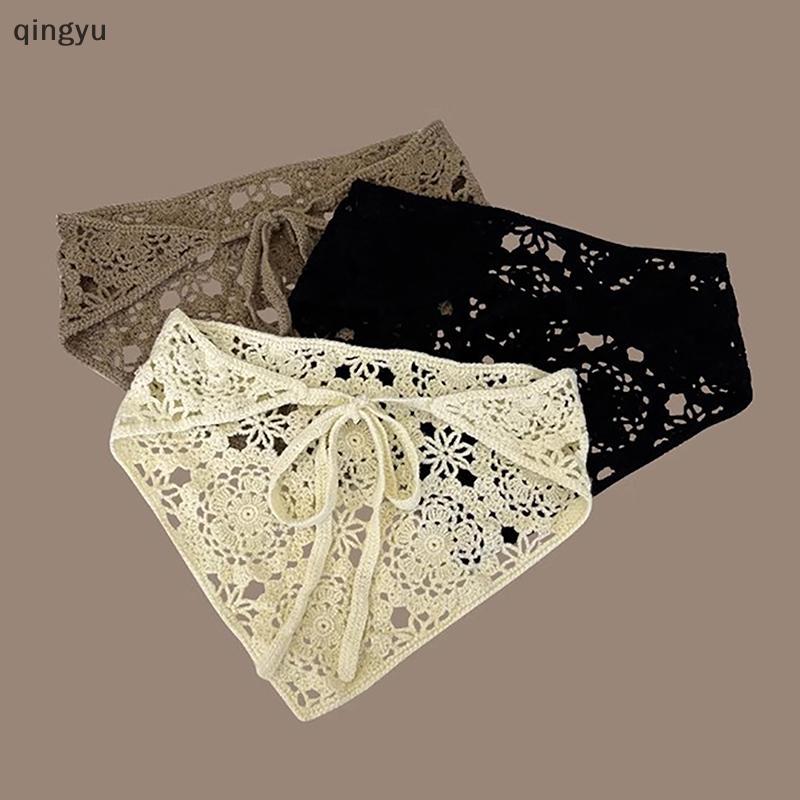 [qingyu] ดอกไม้ผมถักหัว Kerchief ผู้หญิง Handmade โครเชต์ผ้าพันคอผม Travel Photo Turban Accessorie สต็อกใหม่