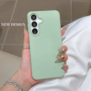 เคสเรียบหรูซิลิโคนเหลว Samsung S25 S24 FE A17 A37 A57 กันลายนิ้วมือกันกระแทก