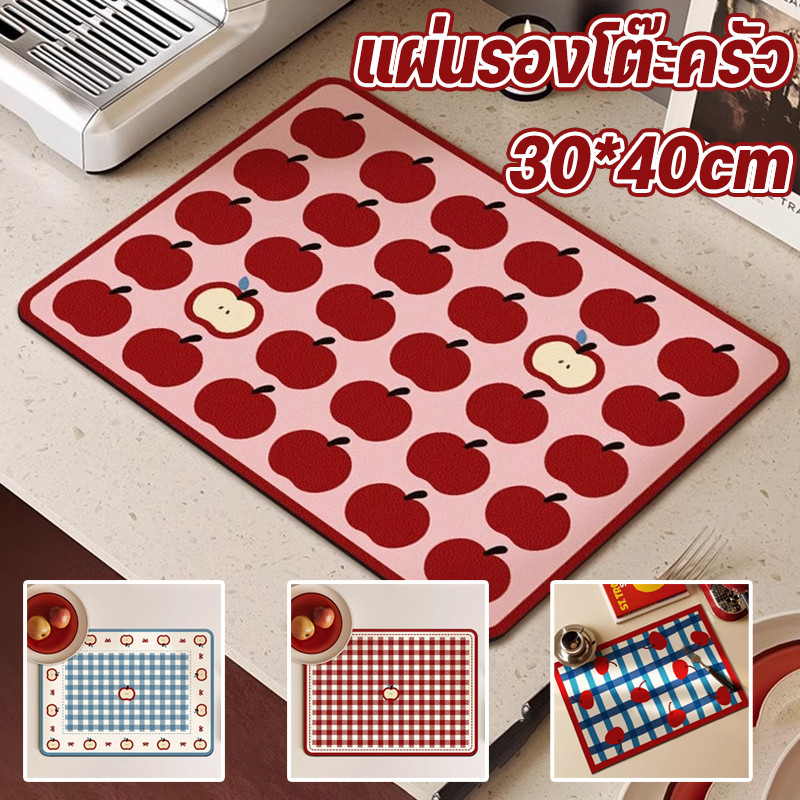 COD​​​​​​​🍳 แผ่นรองโต๊ะครัวน่ารักลายการ์ตูน ดูดซับน้ำ ทำจากหนัง PVC กันน้ำและน้ำมัน ขนาด 30x40 cm