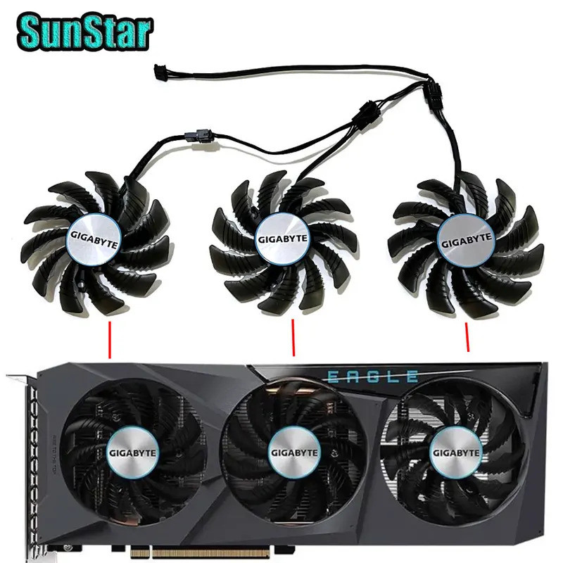 New T128010SU 75MM 4PIN การ์ดพัดลมระบายความร้อน,สําหรับ Gigabyte RX 6600XT 6700,RX 6700 XT, RTX 3070