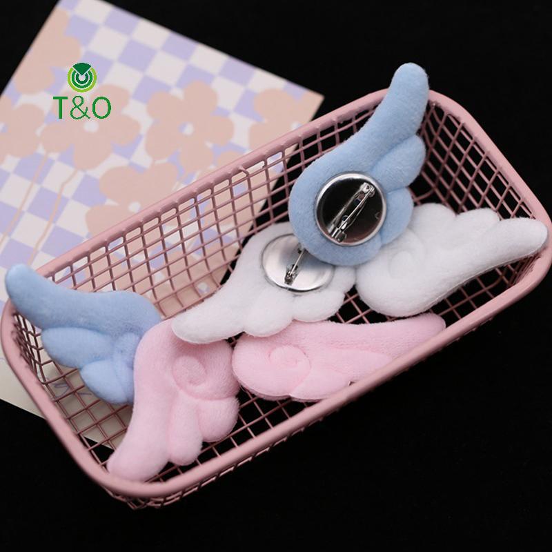 T&O 1 คู่ขนาดเล็ก Angel Wings เข็มกลัดสไตล์ญี่ปุ่นหวานเสื้อผ้า Decor Y2K ตุ๊กตากระเป๋าหมวกอุปกรณ์เสริม