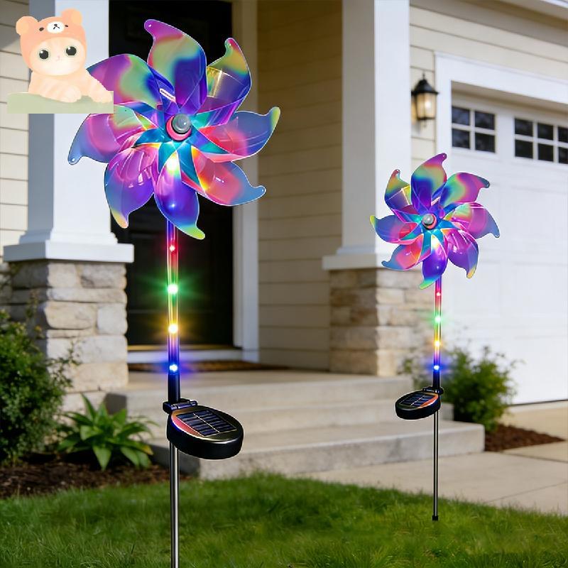 ใหม่ Magical Holographic Rainbow พลังงานแสงอาทิตย์ Pinwheel ไฟ, Solar Rainbow Pinwheel Garden Light,