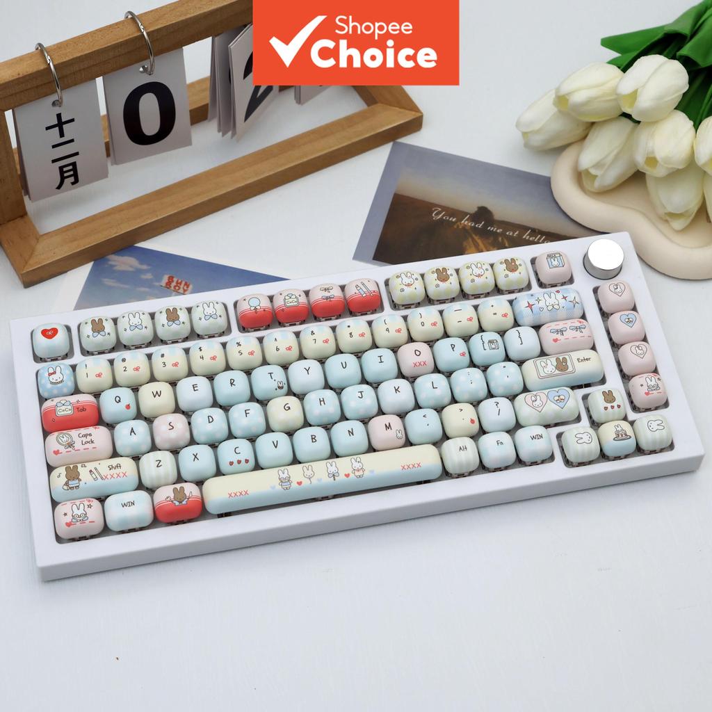 ชุดปุ่มกด PBT 137 ปุ่ม ธีมกระต่ายเทพนิยาย พิมพ์ลายซับลิเมชั่น โปรไฟล์ MOG สําหรับคีย์บอร์ดแมคคานิคอล ใช้ได้กับ 61/64/68/87/96/104/108