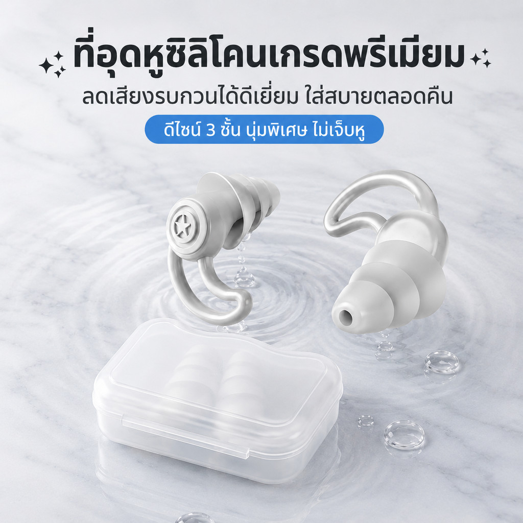 🔥ลดเสียงรบกวน เวลานอน🔥ที่อุดหู ใส่สบาย ไม่เจ็บหู ที่อุดหูกันเสียง เอียปลั๊กอุดหู Earplugs ปลั๊กอุดหู ที่อุดหูตอนนอน