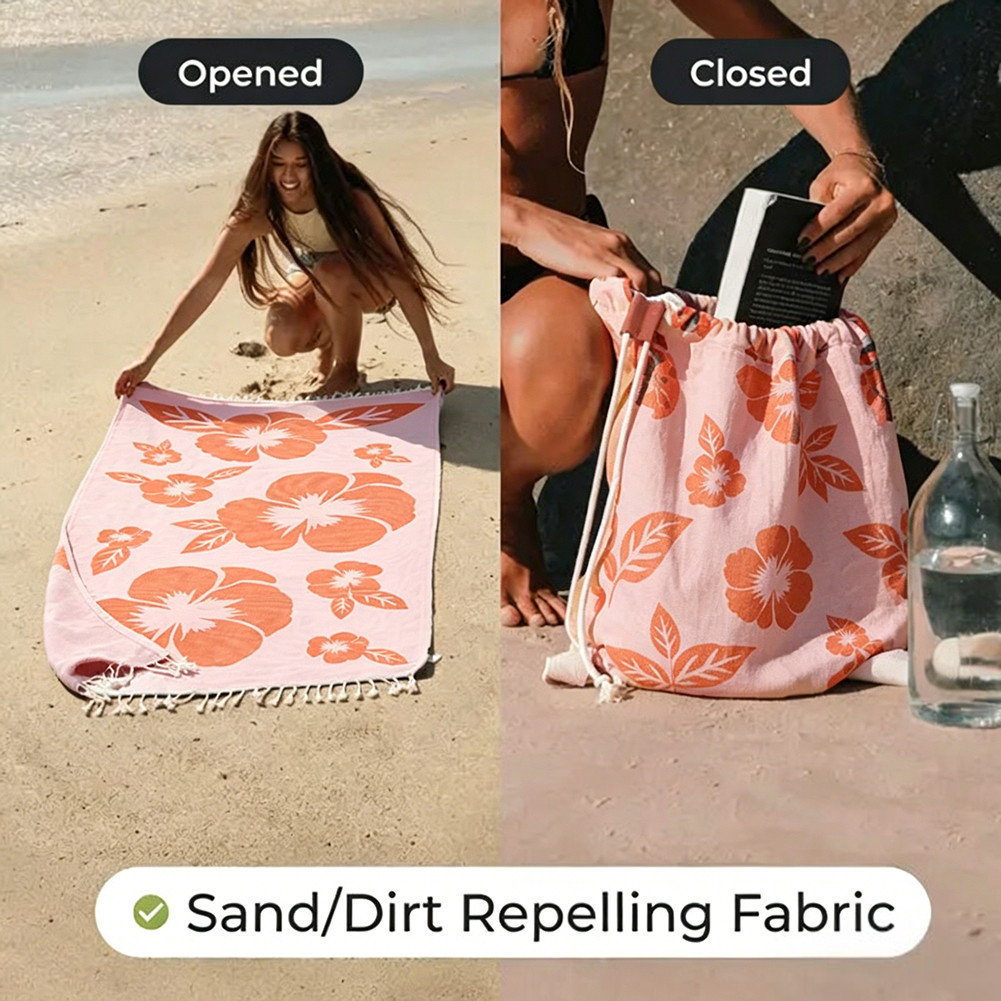 2 In 1 Beach Towel Tote Multifunctional Quick Dry Beach Towel สําหรับชายหาด