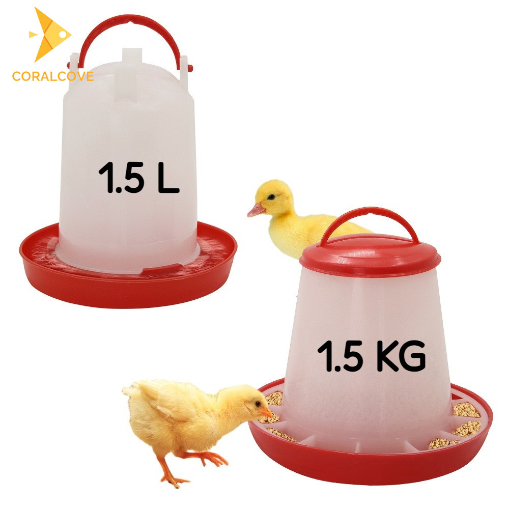coralcoveshop เครื่องให้อาหารไก่อัตโนมัติ Waterer ตู้น้ําอัตโนมัติไก่นก Chick Waterer Feeding