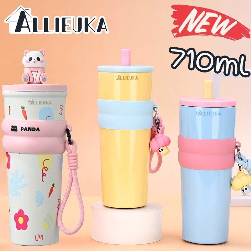 Allieuka ถ้วยฉนวนแบบพกพา ถ้วยน้ำแข็ง สแตนเลส 316 ถ้วยความร้อนสร้างสรรค์ ความจุขนาดใหญ่