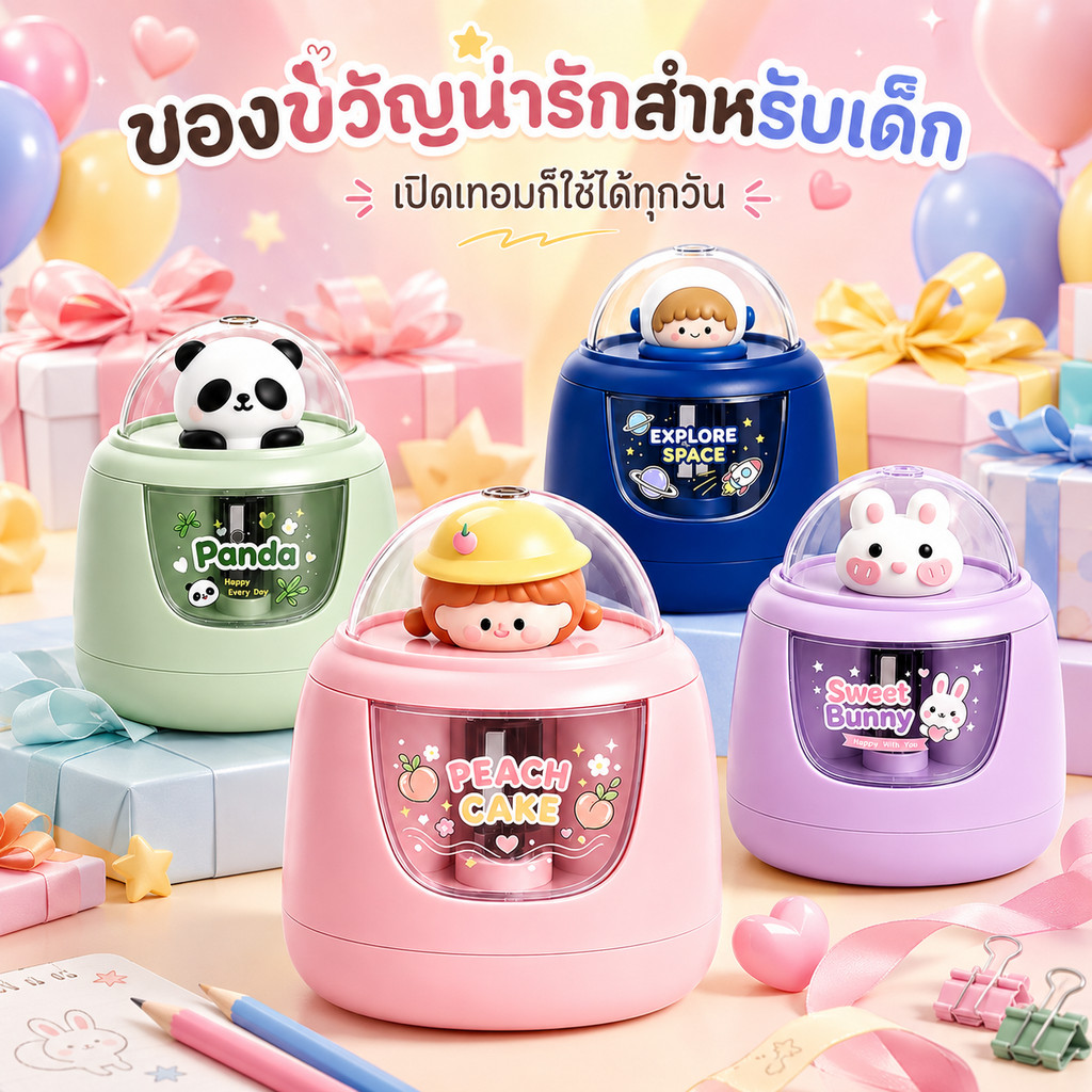 🔥เครื่องเหลาดินสอไฟฟ้า ลายการ์ตูนน่ารัก กบเหลาดินสออัตโนมัติ ใช้ถ่าน AA 3 ก้อน เหลาเร็ว พกพาง่าย สำหรับเด็กนักเรียน