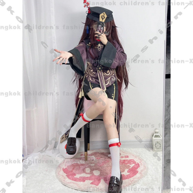 Genshin Impact Hutao ชุดคอสเพลย์วิกผมคอสเพลย์อะนิเมะเครื่องแต่งกายสำหรับสาว