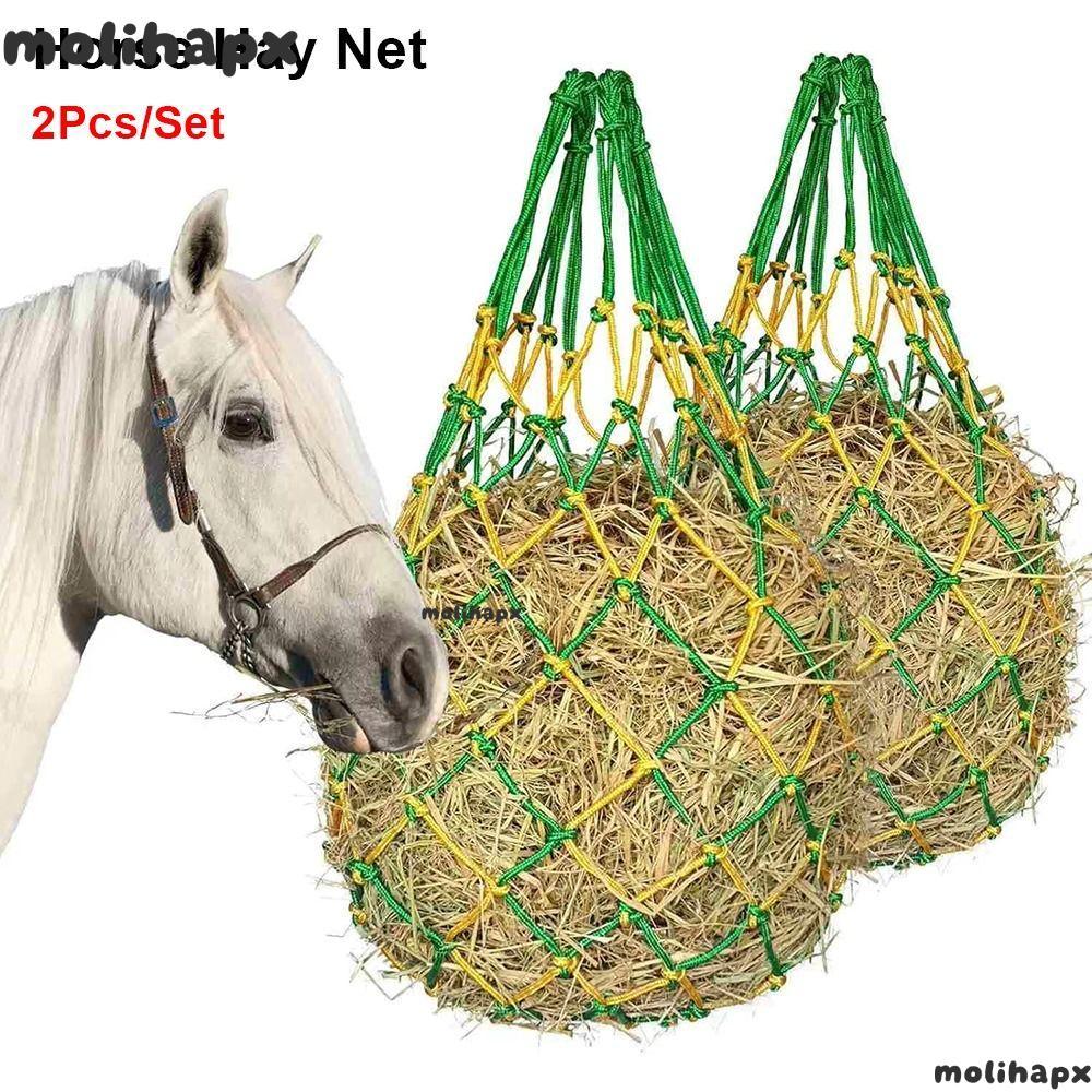 MOLIH 2 ชิ้น/เซ็ต Hay, ช้าฟีด 40 นิ้วม้า Hay กระเป๋า, ทนทานแขวนขนาดใหญ่ความจุ Hay Feeder กระเป๋าสําห