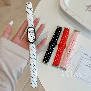 Soft Polka Dot พิมพ์สายรัดซิลิโคนสําหรับ Xiaomi Mi Band 10 9 8 7 pro 6 5 4 3 NFC สร้อยข้อมือสําหรับ Redmi Watch 6 5 4 สายรัดข้อมือ