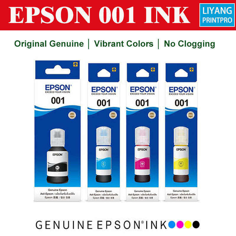 Epson 001 หมึกเดิมสําหรับ L4150 L4160 L6160 L6170 L6190 L6260 L6270 L6290 L14150 L4260 หมึกพิมพ์