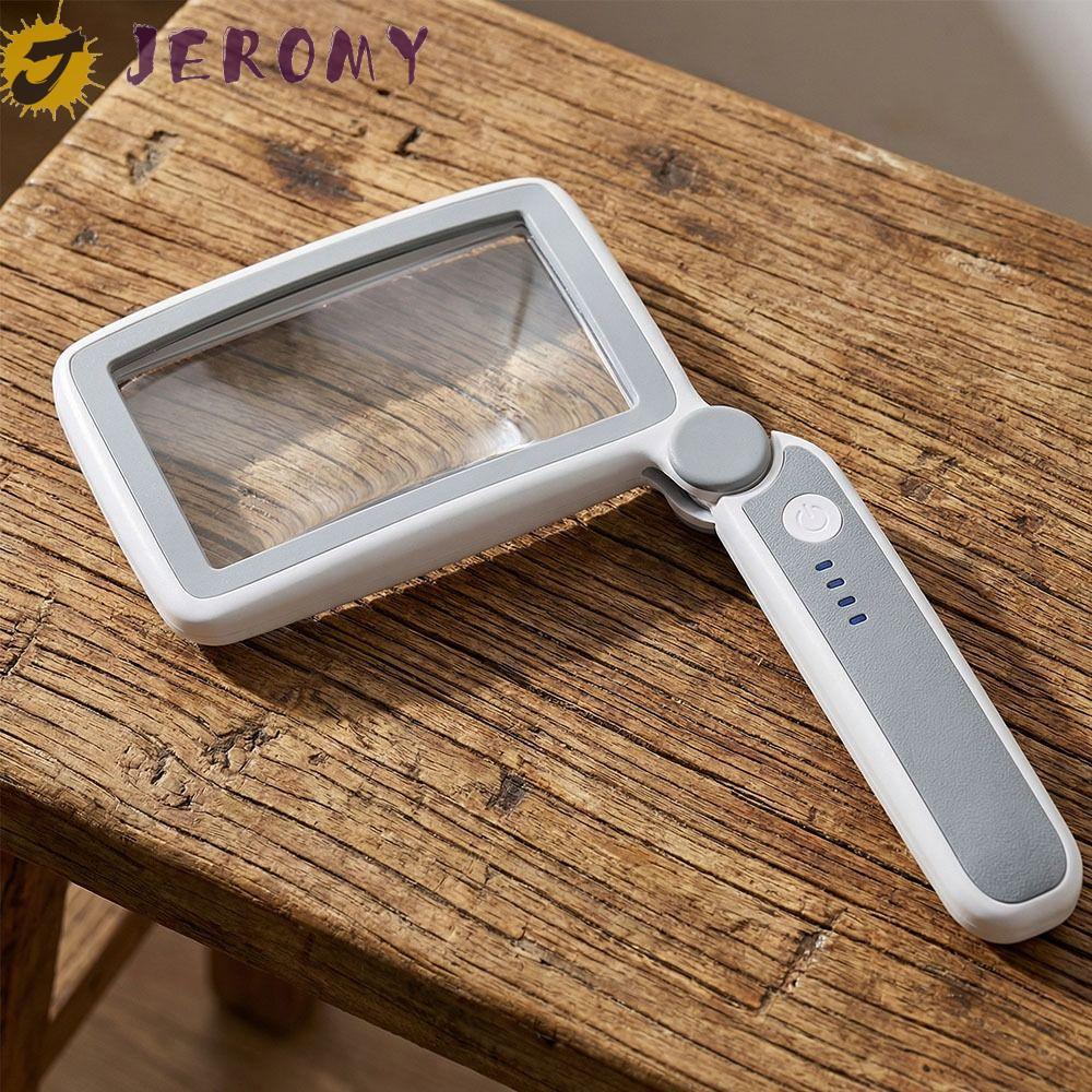 JEROMY แว่นขยาย, การขยาย 4X 3 โหมดแสงไฟ LED Loupe, โคมไฟขยายพับออกแบบเลนส์ขนาดใหญ่ 10 ไฟ LED แว่นขยา