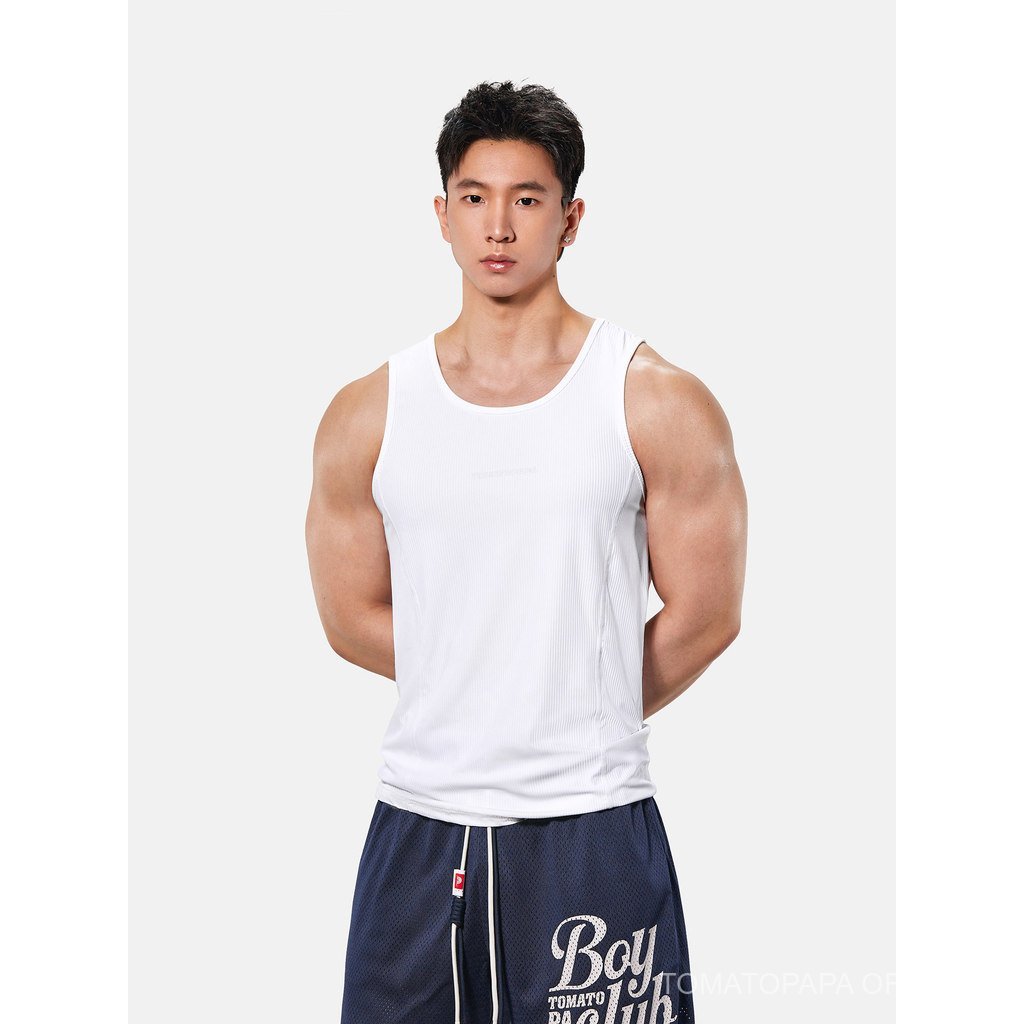 TOMATOPAPA Mens Simple Breathable Slim-fit Vest-High Elastic Sports Fitness Casual Fashion Sweat Vest — صورة 2