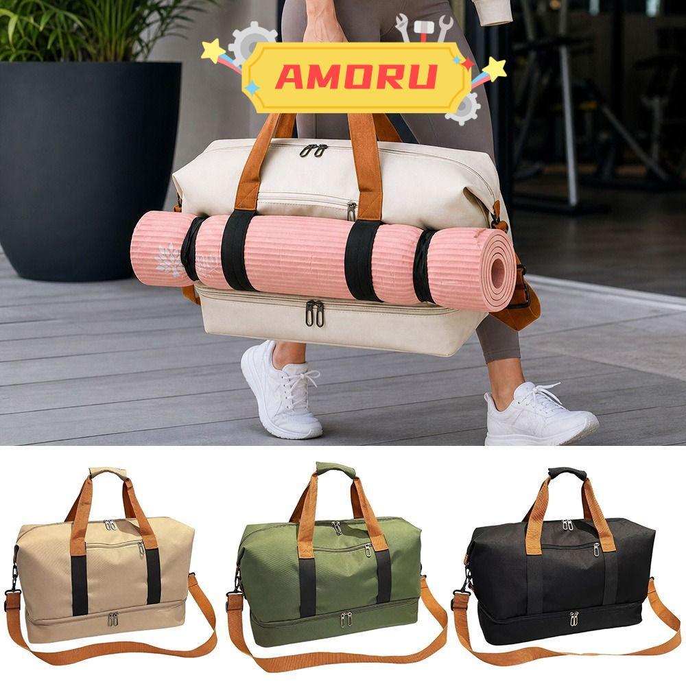 AMOR12U7 Travel Gym Bag, Multi-Pocket Water-Resistant Fitness Bag,แบบพกพาน้ําหนักเบาพร้อมช่องรองเท้า