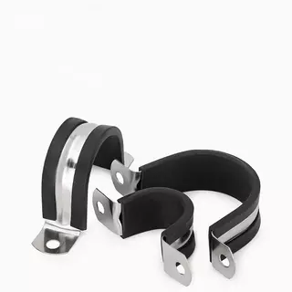 กิ๊บจับท่อตัวR แคลมป์รัดท่อ สแตนเลส 304 R-type Cable Fasteners แบบมียาง ขนาดเริ่มต้น 6mm - 200mm