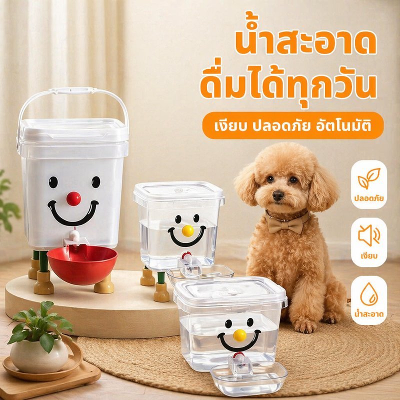 ถังน้ำสัตว์เลี้ยงอัตโนมัติ น้ำพุแมว ที่ให้น้ำแมว ชามน้ำสุนัข ถังน้ำใส เงียบ ปลอดภัย จุใหญ่