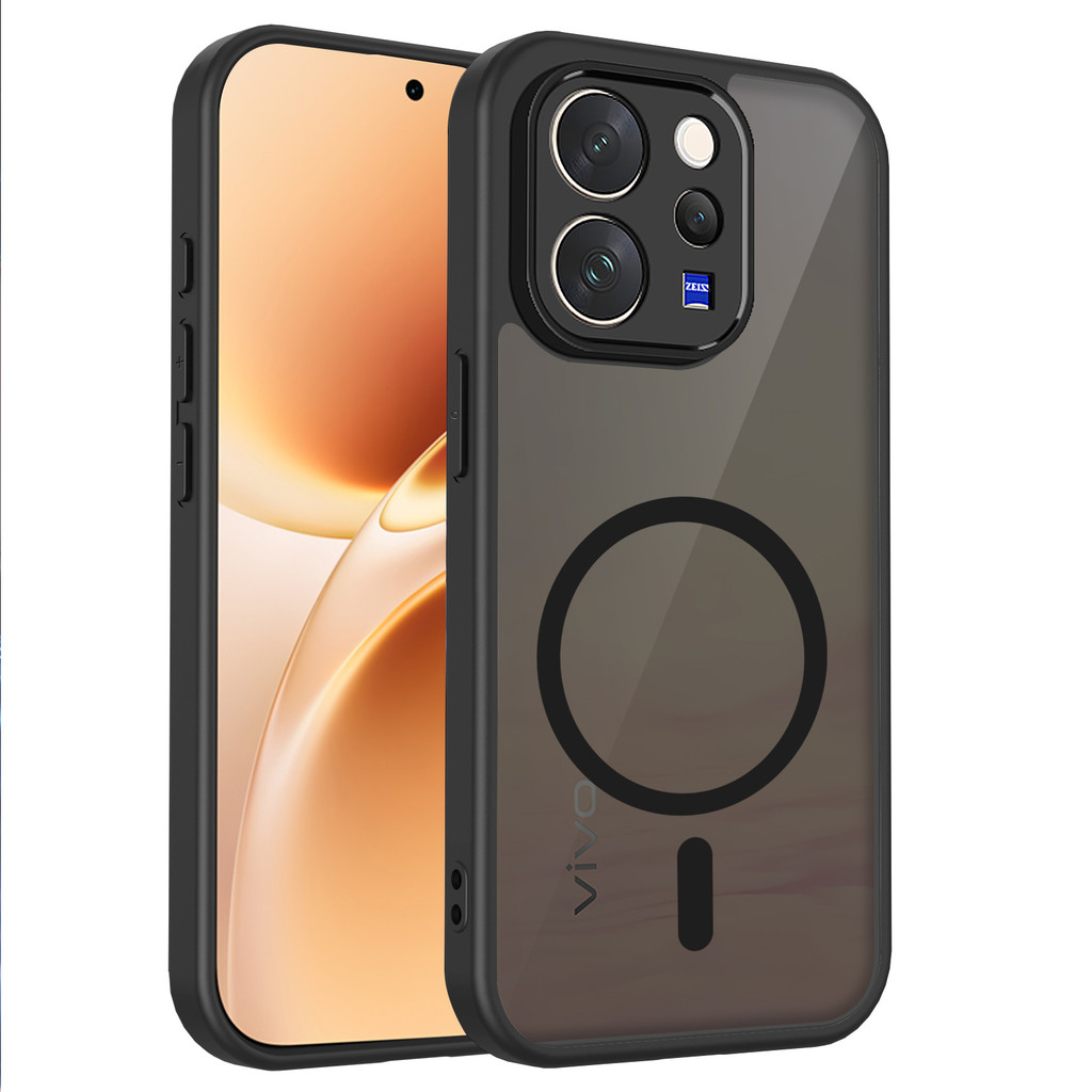 Frosted เคสโทรศัพท์สีดําเหมาะสําหรับ Vivo V70 Elite FE V60 V50 E V40 Pro Lite โปร่งแสงสี่มุม Anti Drop เคสป้องกัน A012