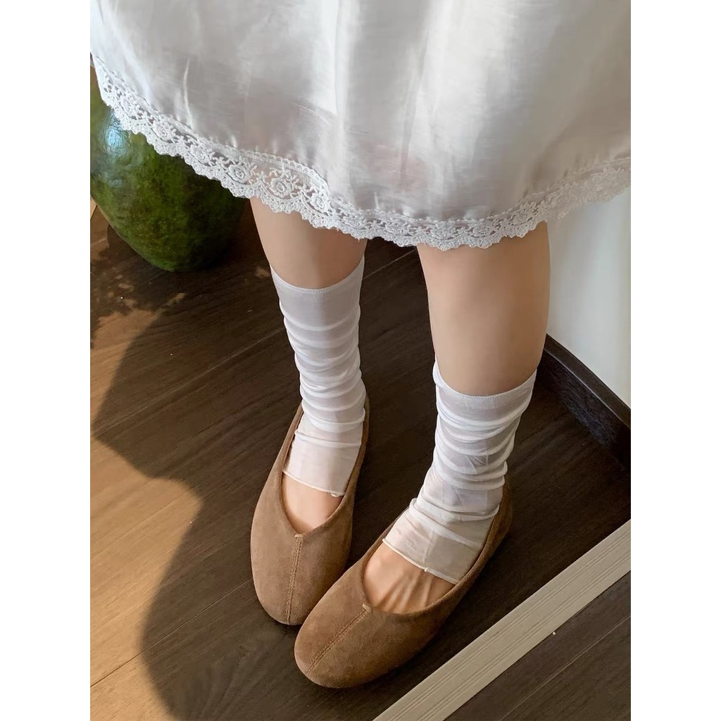 7 สีหวานฤดูร้อน Leiselle Breathable Balletcore Ice SILK Toeless ถุงเท้าสําหรับผู้หญิง