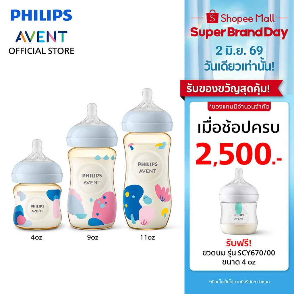 Philips Avent ฟิลิปส์ เอเวนท์ ขวดนม Natural Response PPSU ไม่ดูดไม่ไหล ขนาด 4 / 9 / 11 ออนซ์