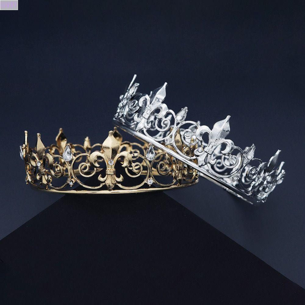 มงกุฎเจ้าชายโลหะ IVORY, ห่วงผมสไตล์เกาหลี King Crown, Simple Bar Mitzvah Crown โลหะผสมแถบคาดศีรษะรอบ Tiaras งานแต่งงาน