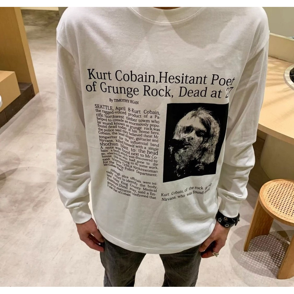 26 สไตล์ใหม่ Nirvana Rock พิมพ์แขนยาวผู้ชายผู้หญิง High Street สไตล์ผ้าฝ้ายแท้สวมใส่อินเทรนด์