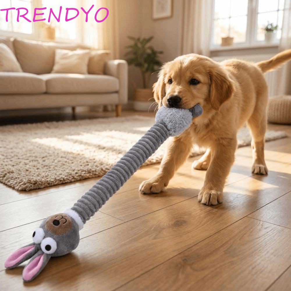 TRENDYO ของเล่นสุนัขคอยาว, รูปทรงการ์ตูนในตัว Squeaky เสียง Squeaky ของเล่นสุนัข, เสริมสร้างตลกนุ่มตุ๊กตากัดทนสุนัขเคี้ยวของเล่นทําความสะอาดฟัน