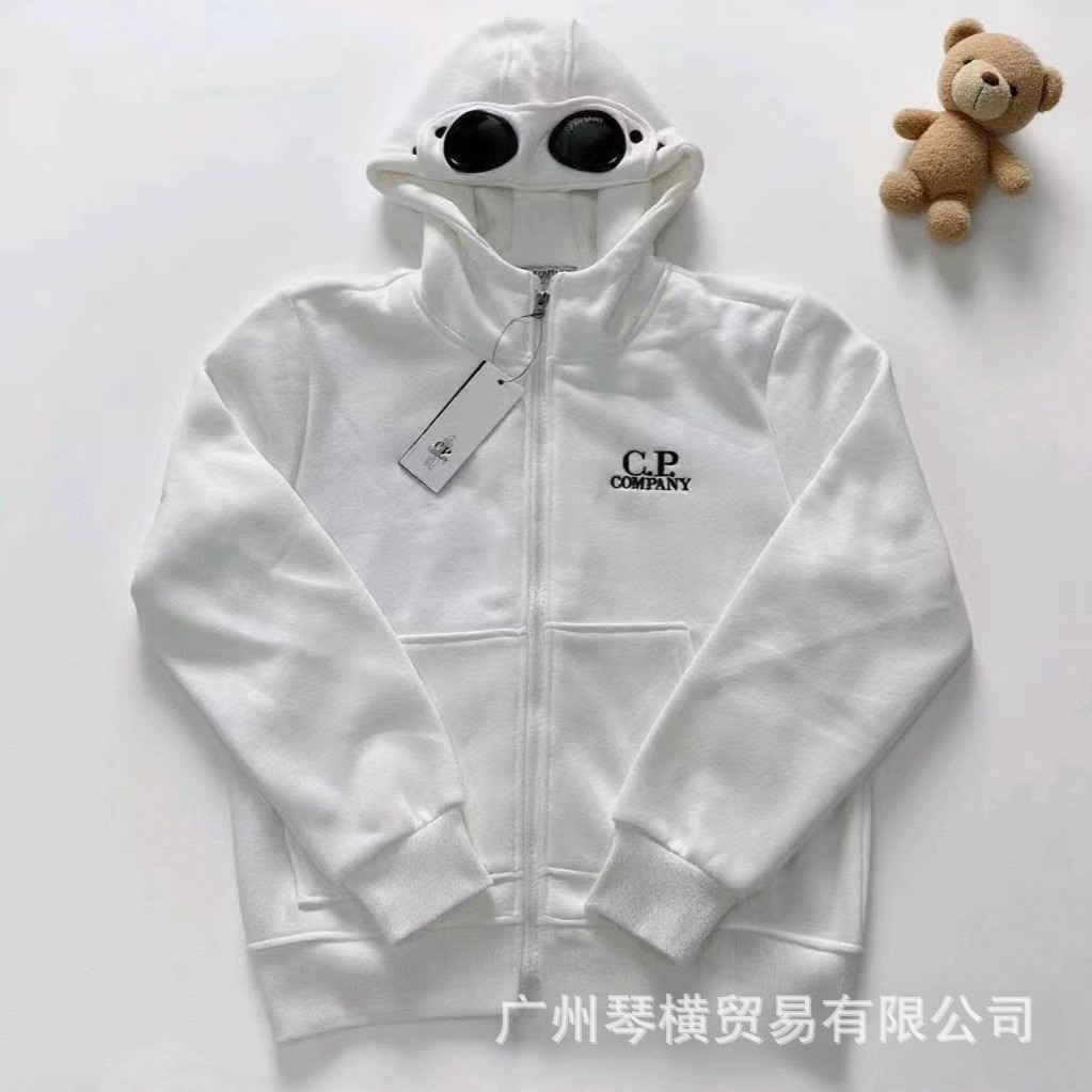 อุปทานโดยตรง CP COMPANY ฤดูใบไม้ผลิฤดูใบไม้ร่วงซับขนแกะคาร์ดิแกนเสื้อคลุมด้วยผ้าแว่นตาสไตล์เสื้อกันห