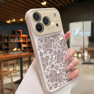 ใหม่สไตล์Glitter Leopardซิลิโคนขนาดใหญ่หน้าต่างเคสโทรศัพท์สําหรับiPhone 17 16 15 14 13 12 Pro Max | ซิลิโคนปกอ่อน + TPU กันกระแทก