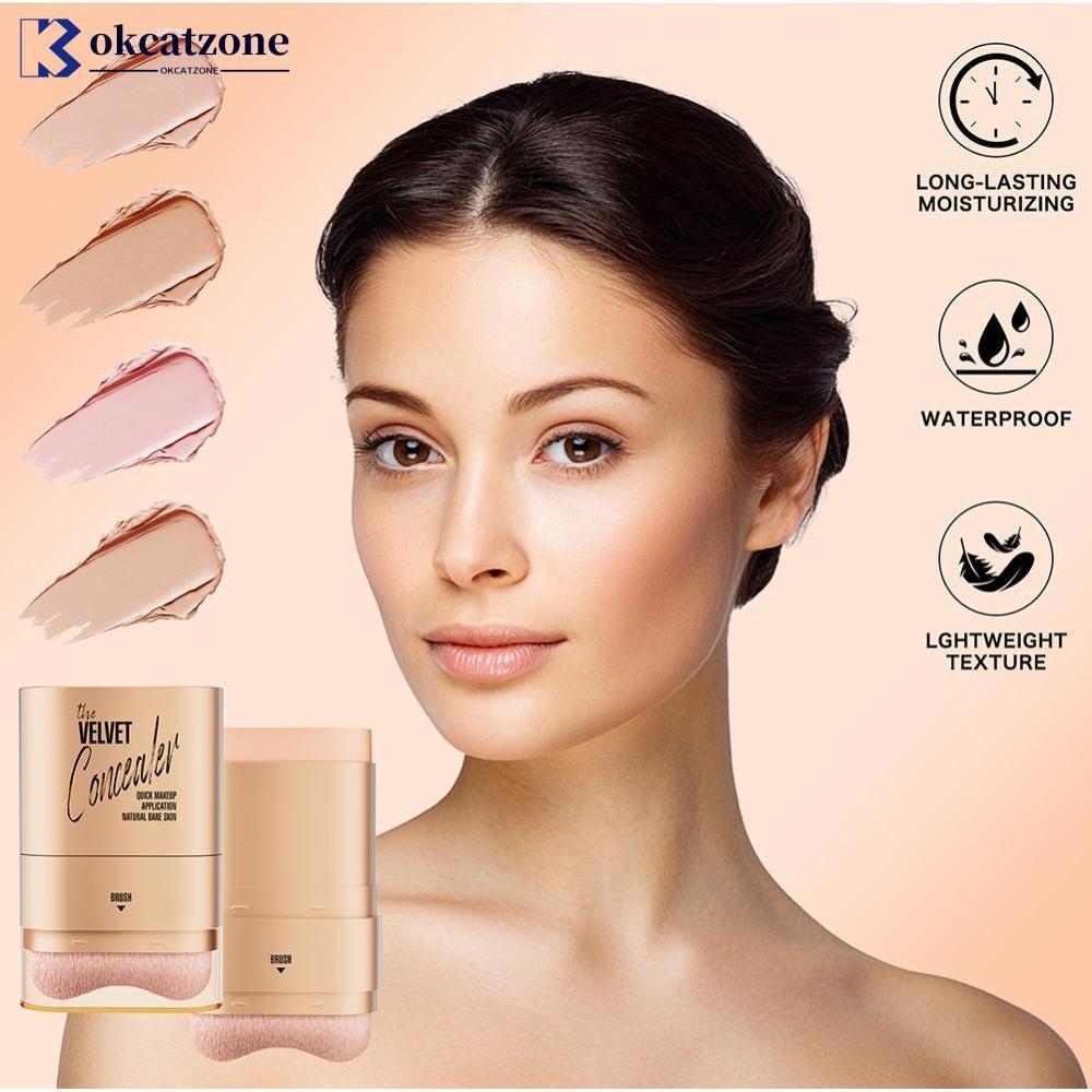 OKCATZONE 2-in-1 คอนซีลเลอร์ Foundation Stick ครอบคลุม Dark Circles กันน้ําดูดซับเหงื่อแต่งหน้าเครื่