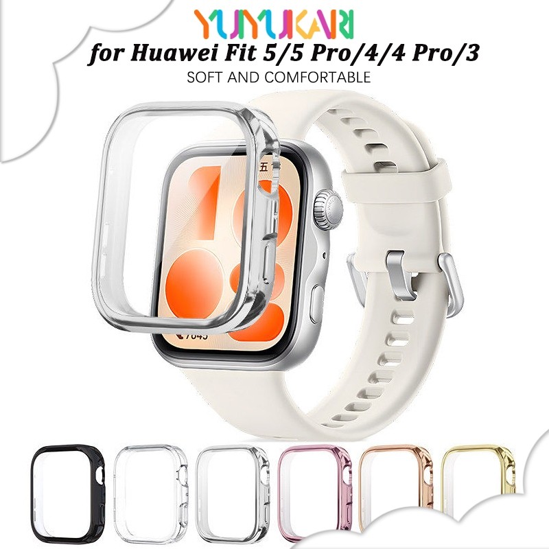 กรณีอ่อน TPU พร้อมฟิล์มสำหรับ for Huawei Watch Fit 5/5 Pro/4/4 Pro/3 ปกป้องหน้าจอสำหรับ for Smartwatch Huawei Fit 3