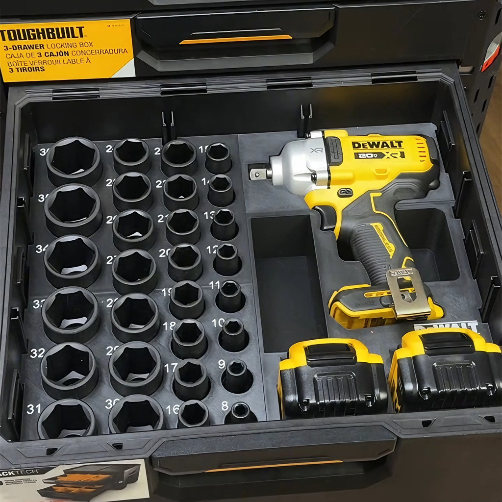 TOUGHBUILT กล่องลิ้นชัก กล่องซับ สามารถจัดเก็บ DeWALT DCF887 Tool+Milwaukee ปลอก 29 ชิ้น