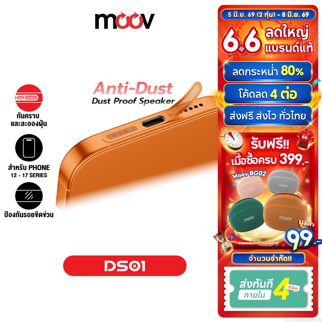 [ส่งไว] Moov DS01 ฟิล์ม กันฝุ่นลำโพง สำหรับ ไอโฟน 17 Pro Max 16 Pro 15 Plus 14 13 12 สติ๊กเกอร์ กันฝุ่น