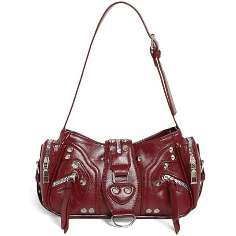 ไหล่ Studded Punk กระเป๋าหนัง Grunge Y2k Mini ผู้หญิง PU กระเป๋าถือ y2k กระเป๋า S สําหรับ Goth