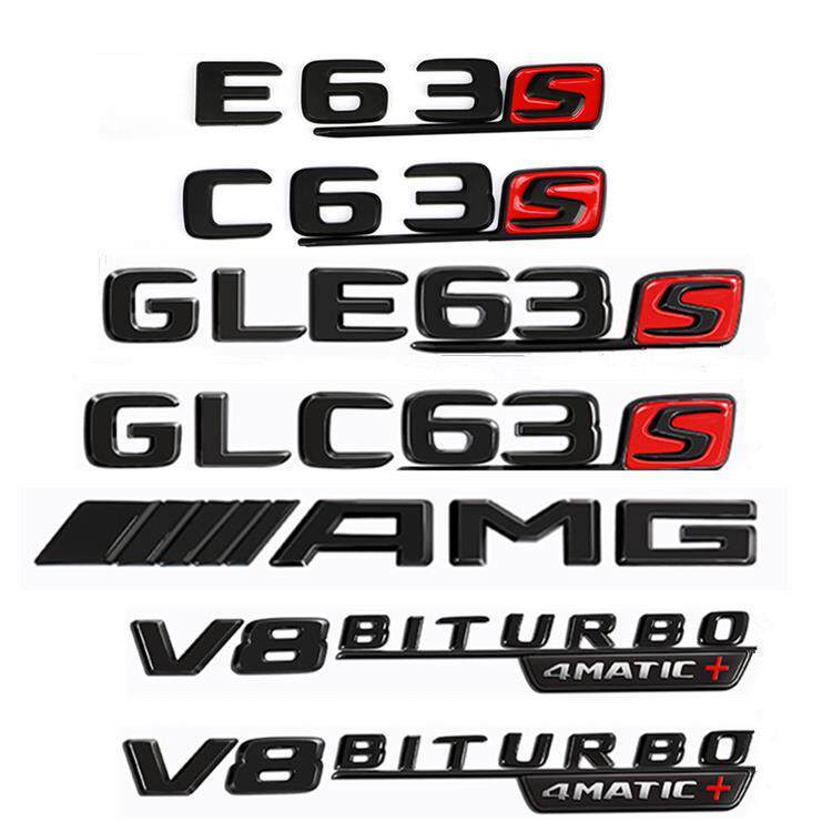 เหมาะสําหรับ Mercedes-Benz C63S Bright สีดํา E63S Tail Mark GLE63S GLC63S รถ Mark Word Mark S63 Mark