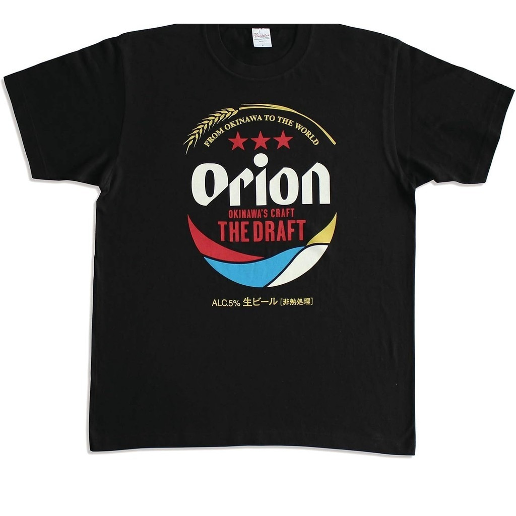 100%纯棉Orion Beer冲绳tเสื้อ经版型宽松休闲款