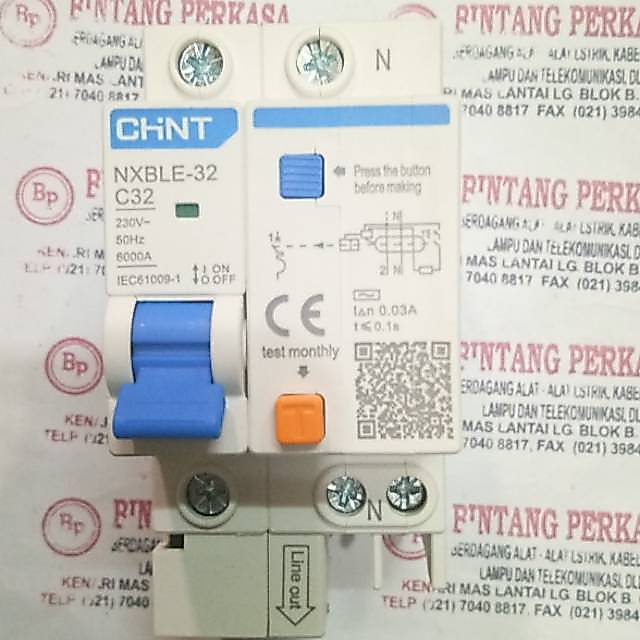 RCCB / ELCB / RCBO 2P 6A-32A Type NXBLE-32 1P+N 6 Ka CHINT ยี่ห้อ