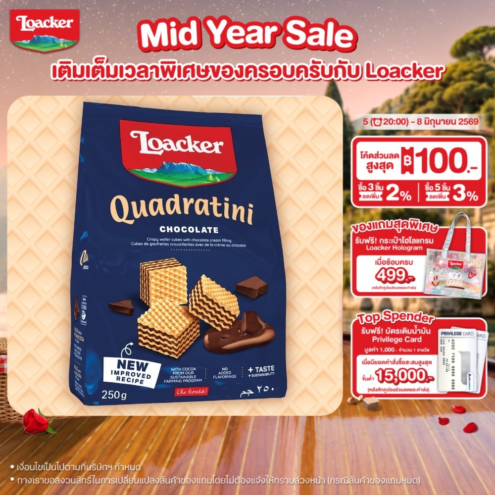 ล็อคเกอร์ ควอดราตินี ช็อกโกแลต 250 กรัม | Loacker Quadratini Chocolate 250 g