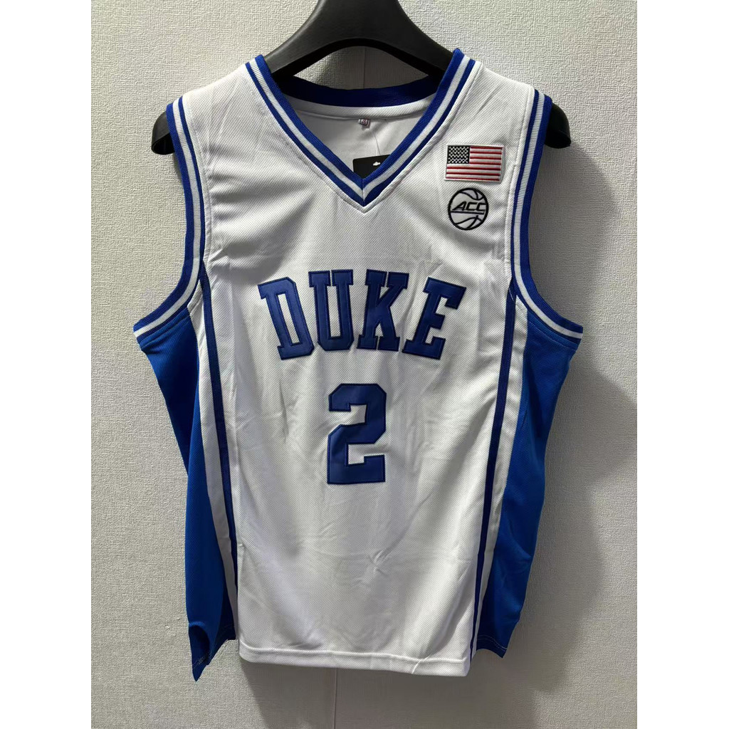 เบอร์ 2 Fragra DUKE University สีขาวสีฟ้าสีน้ําเงินเข้มสีดําปักเสื้อกีฬาลําลองชุดบาสเกตบอล