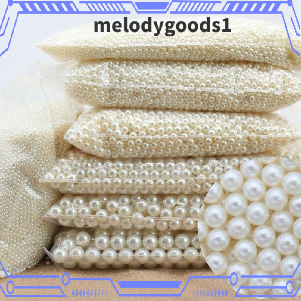 MELODYGOODS 20-300 ชิ้นมุกเทียม, 3-14 มม.ลูกปัดมุก ABS มันวาวสูง, สีขาวมีรูทรงกลมลูกปัดมุกหลวมอุปกรณ์เสริมกิ๊บ
