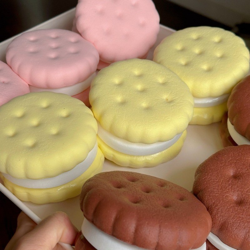 ครีมบิสกิต Cracker Taba Squishy Double Decker คุกกี้ Squishy Mochi ของเล่นบีบของเล่น Anti Stress Release Hand Relax ของเล่นของขวัญ