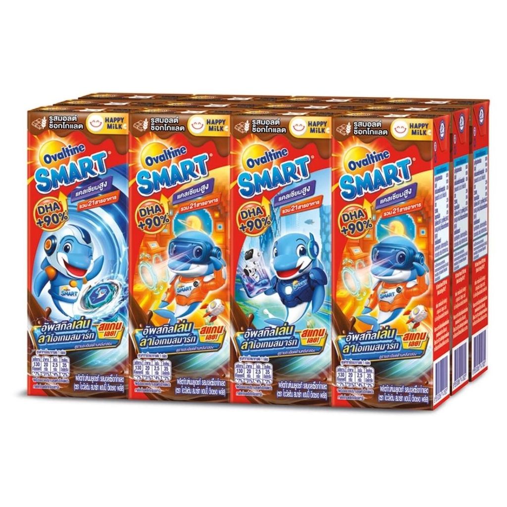 โอวัลติน สมาร์ท นมมอลต์ช็อกโกแลตยูเอชที Ovaltine Smart Choc Malt UHT 170ml. Pack12