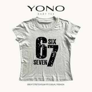 (พร้อมส่ง24ชม.) baby tee สีแดงไวน์ ลายเลข 67 วินเทจ ฟีลอเมริกันสปอร์ต ทรงเข้ารูป ใส่เท่แมตช์ง่าย