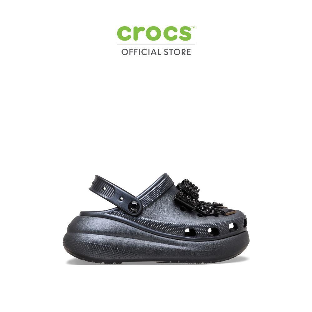 CROCS รองเท้าลำลองผู้ใหญ่ CRUSH BEDAZZLED BOWS CLOG  - BLACK