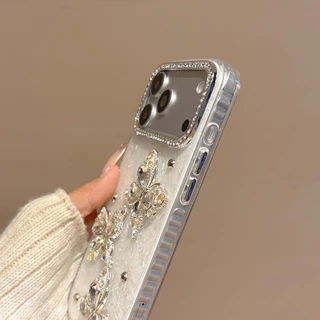 3D Rhinestone ผีเสื้อ IMD รูปแบบเคสโทรศัพท์สําหรับ iPhone 17 16 15 14 13 12 11 Pro Max
