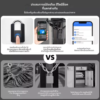 ล็อคลายนิ้วมือพร้อมกุญแจ USB ชาร์จ BT/ TTLock APP/ปลดล็อคลายนิ้วมือ กันน้ำ เหมาะสำหรับประตู กระเป๋าเดินทาง สำนักงาน