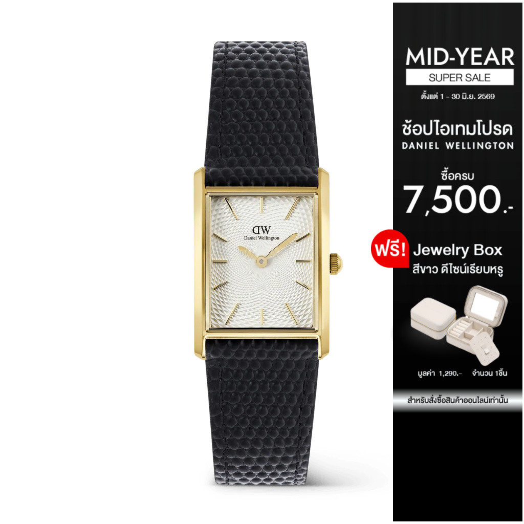 Daniel Wellington นาฬิกาข้อมือ Bound Black Lizard Guilloché Gold สีทอง