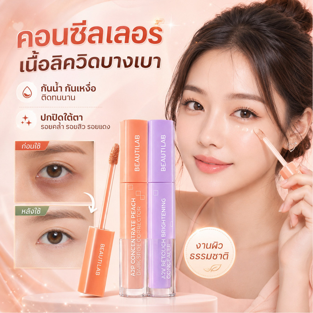 ✨NEW🔥【สูตรบางเบา】คอนซีลเลอร์เนื้อลิควิดบางเบา กันน้ำกันเหงื่อ/ติดทนนาน/ปิดรอยคล้ำใต้ตา รอยสิว รอยแดง/ปกปิดอย่างเป็นธรรมชาติ