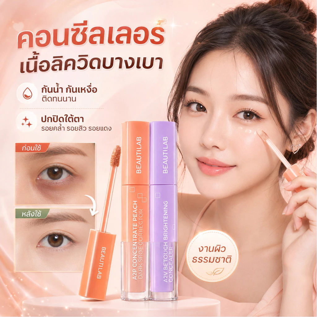 ✨NEW🔥【สูตรบางเบา】คอนซีลเลอร์เนื้อลิควิดบางเบา กันน้ำกันเหงื่อ/ติดทนนาน/ปิดรอยคล้ำใต้ตา รอยสิว รอยแดง/ปกปิดอย่างเป็นธรรมชาติ